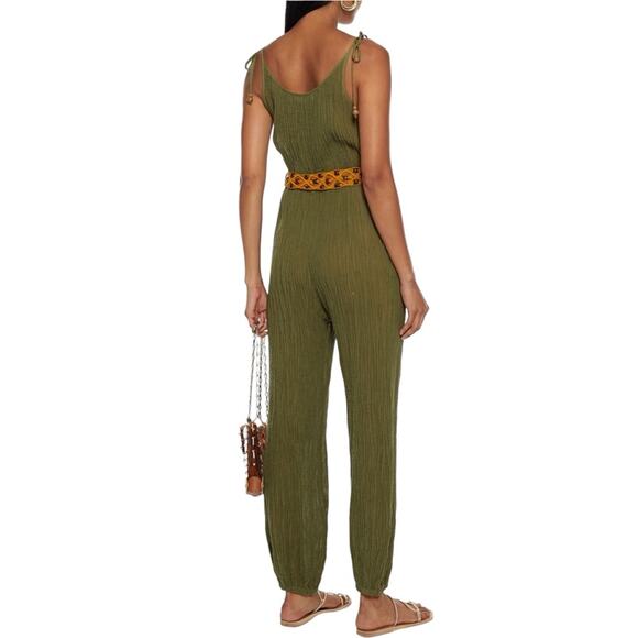 ZIMMERMANN Belted Crinkled Ramie and Cotton Blend Jumpsuit - Picture 2 of 11